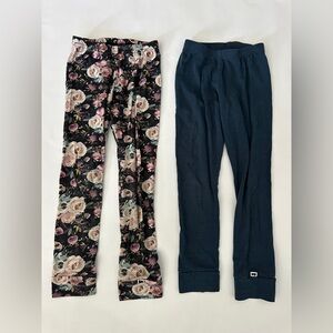 Floral and Navy Kids Leggings Set